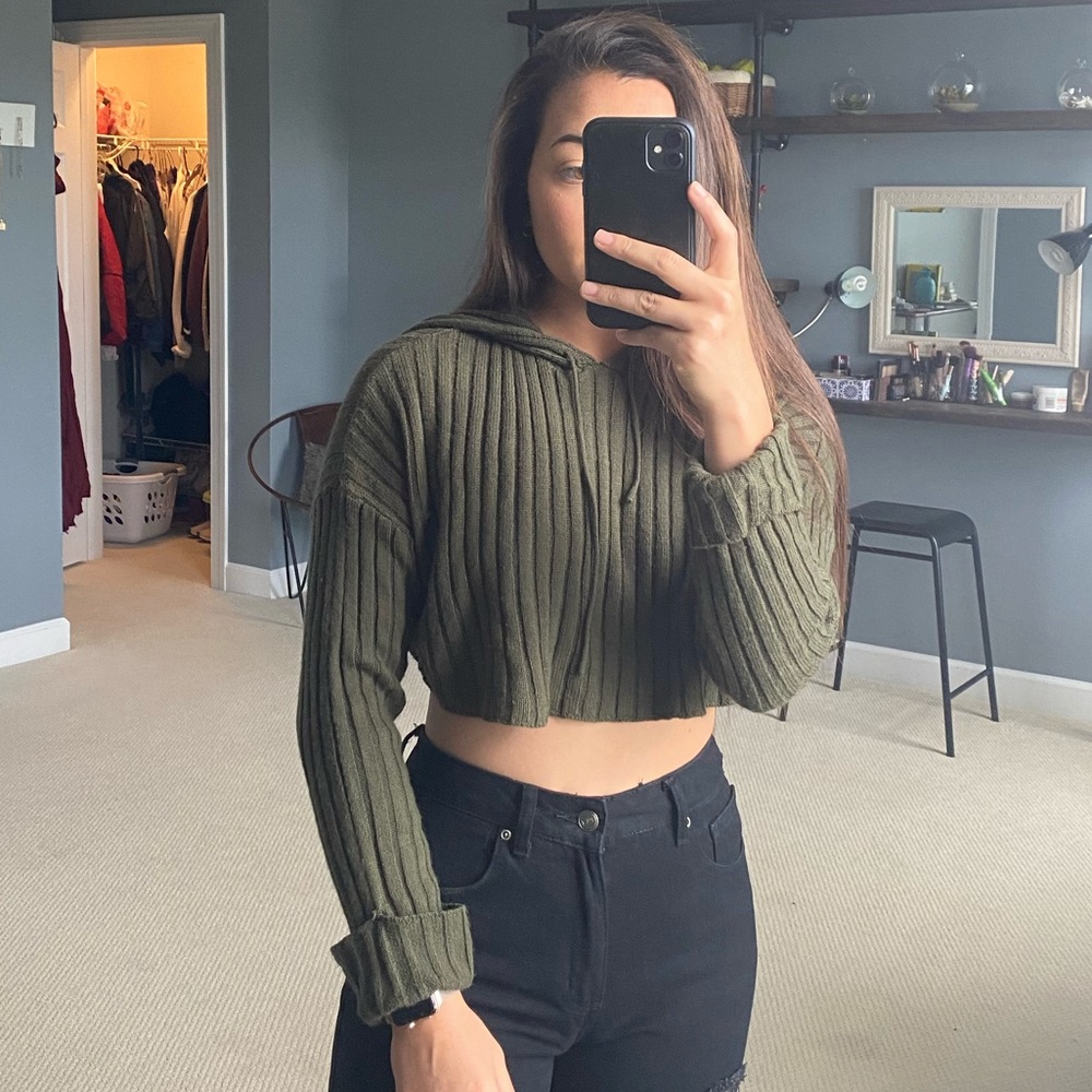 Windsor Cropped Knit Hoodie
